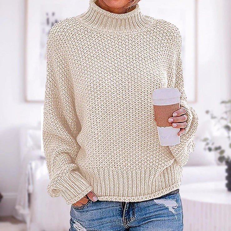 Gloria | Seed Stitch Turtleneck Sweater with Relaxed Drape for Women