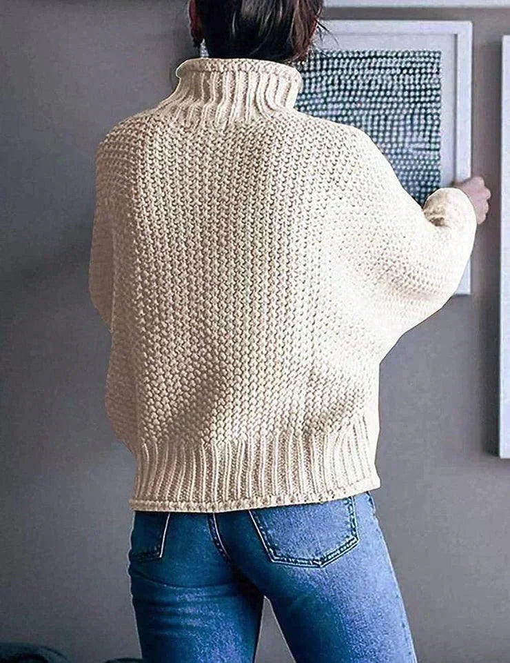 Gloria | Seed Stitch Turtleneck Sweater with Relaxed Drape for Women