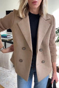 Alesia | Double Breasted Blazer with Spliced Knit Sleeves for Women