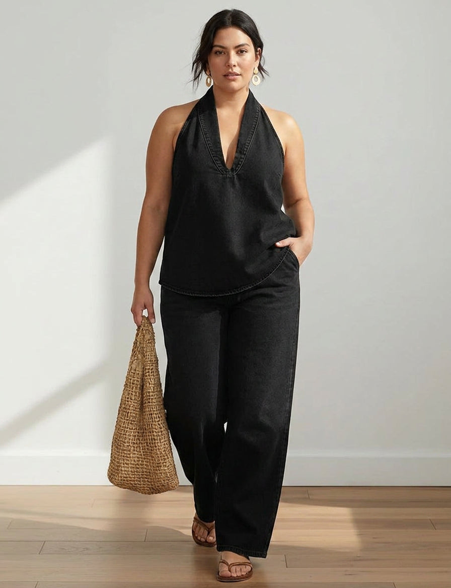 Junia – Vintage Washed Soft Denim-Look Two-Piece Set – view 7