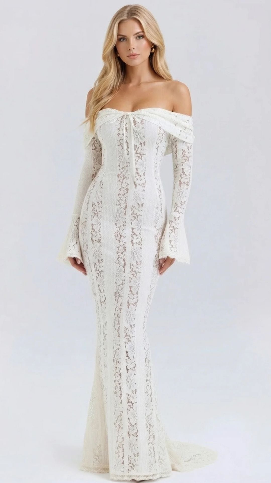 Verity Lace Off-Shoulder Maxi Dress - front view