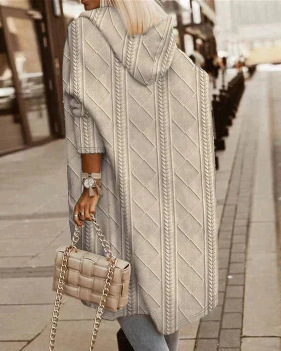 Jelone | Extended Length Hooded Cardigan with Open Front for Women