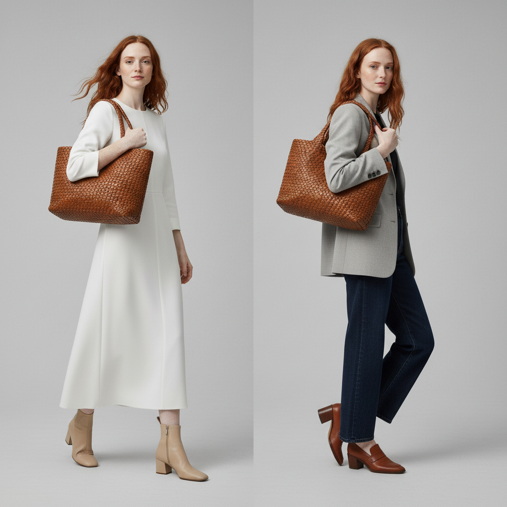 Lana Woven Faux Leather Tote – view 2