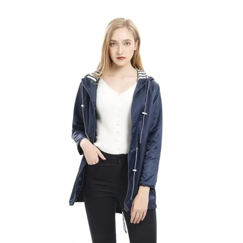 Lorraine | Women's Hooded Lightweight Raincoat, Water-Resistant Windproof Coat