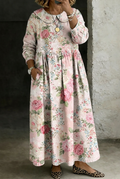 Lowri – Floral Collar Denim Dress