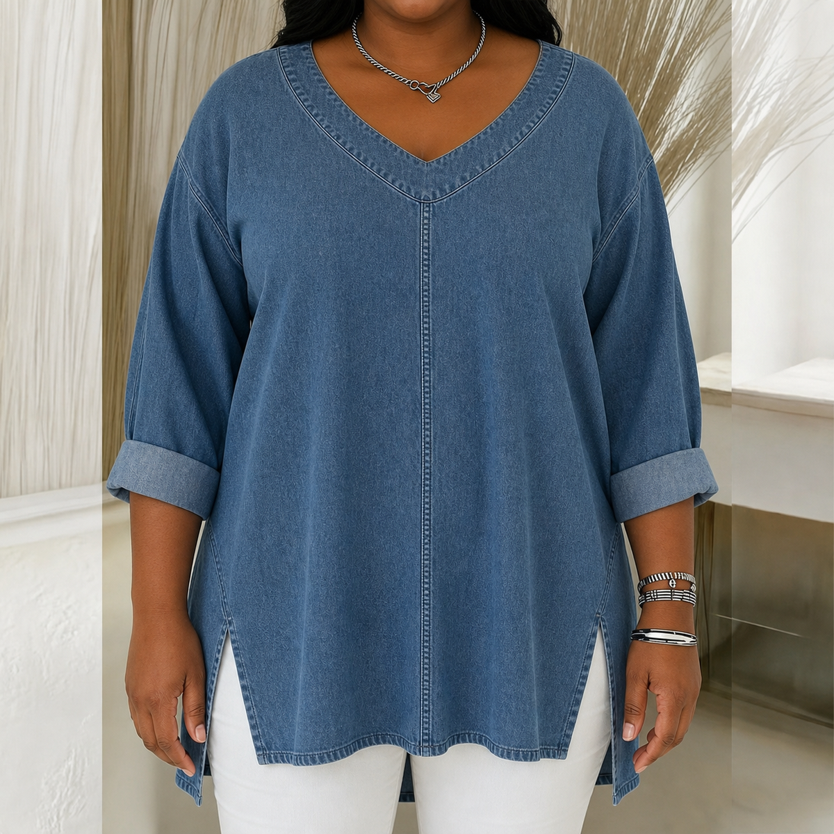 Lucy – Stylish Denim Top – view 2