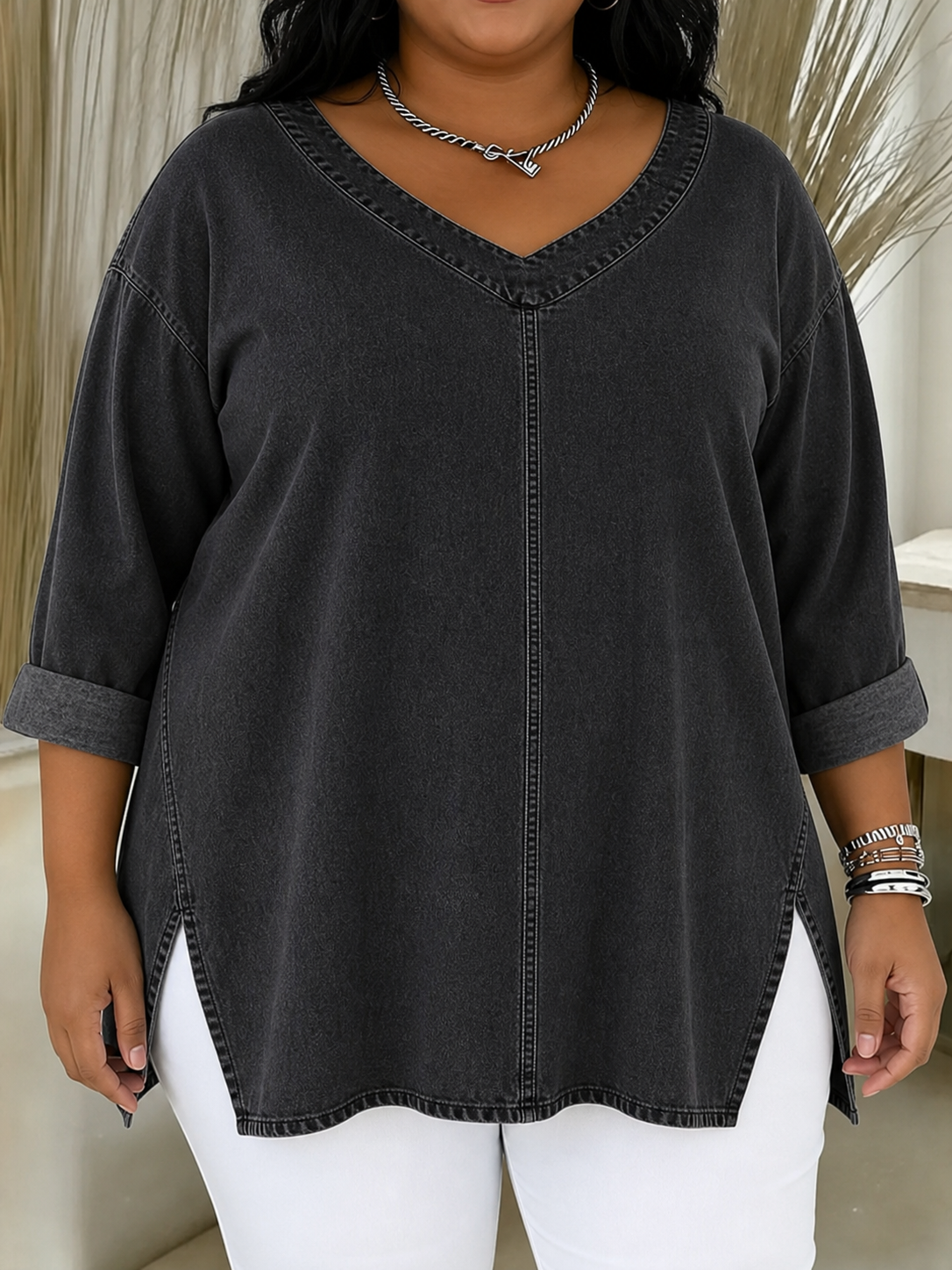 Lucy – Stylish Denim Top – view 3