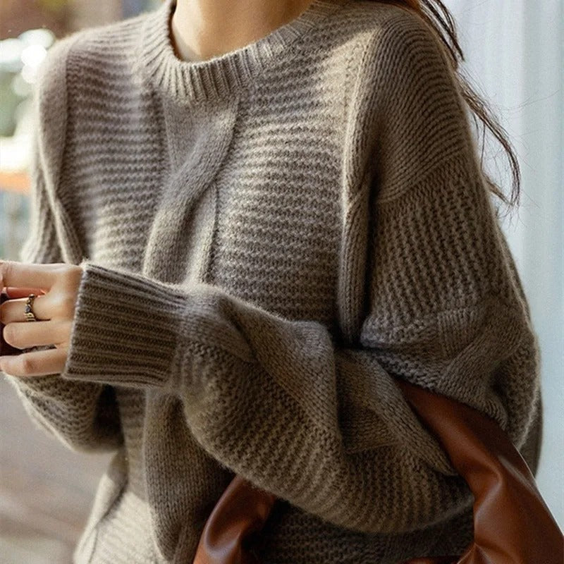 Murcia | Cotton Cable Knit Sweater with Ribbed Trims for Women