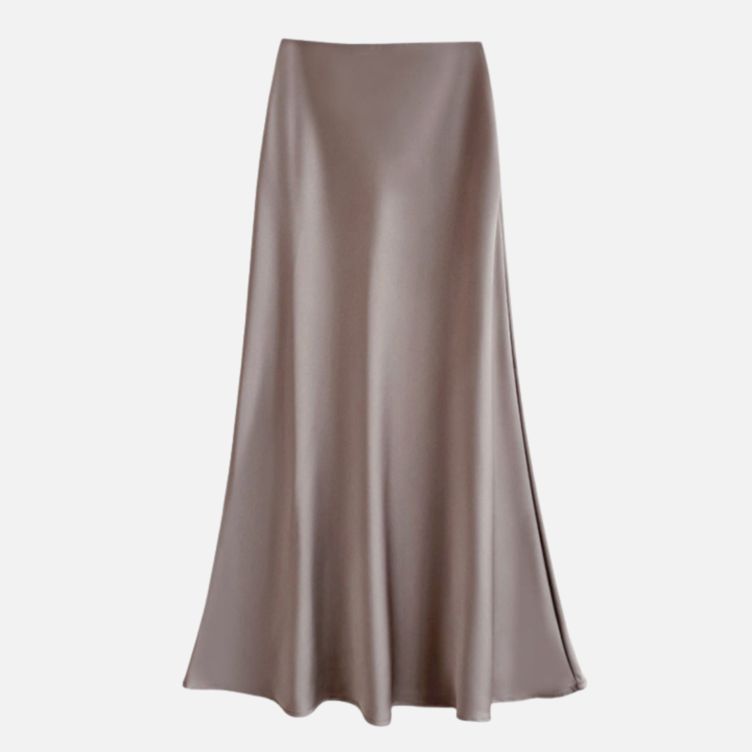 Marisol – Sheeny Satin Bias Cut Long Skirt for Women – view 3