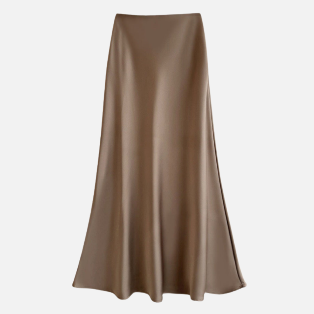 Marisol – Sheeny Satin Bias Cut Long Skirt for Women – view 5