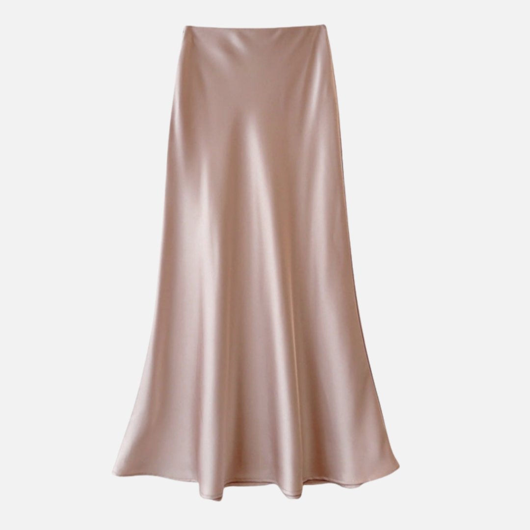 Marisol – Sheeny Satin Bias Cut Long Skirt for Women – view 6