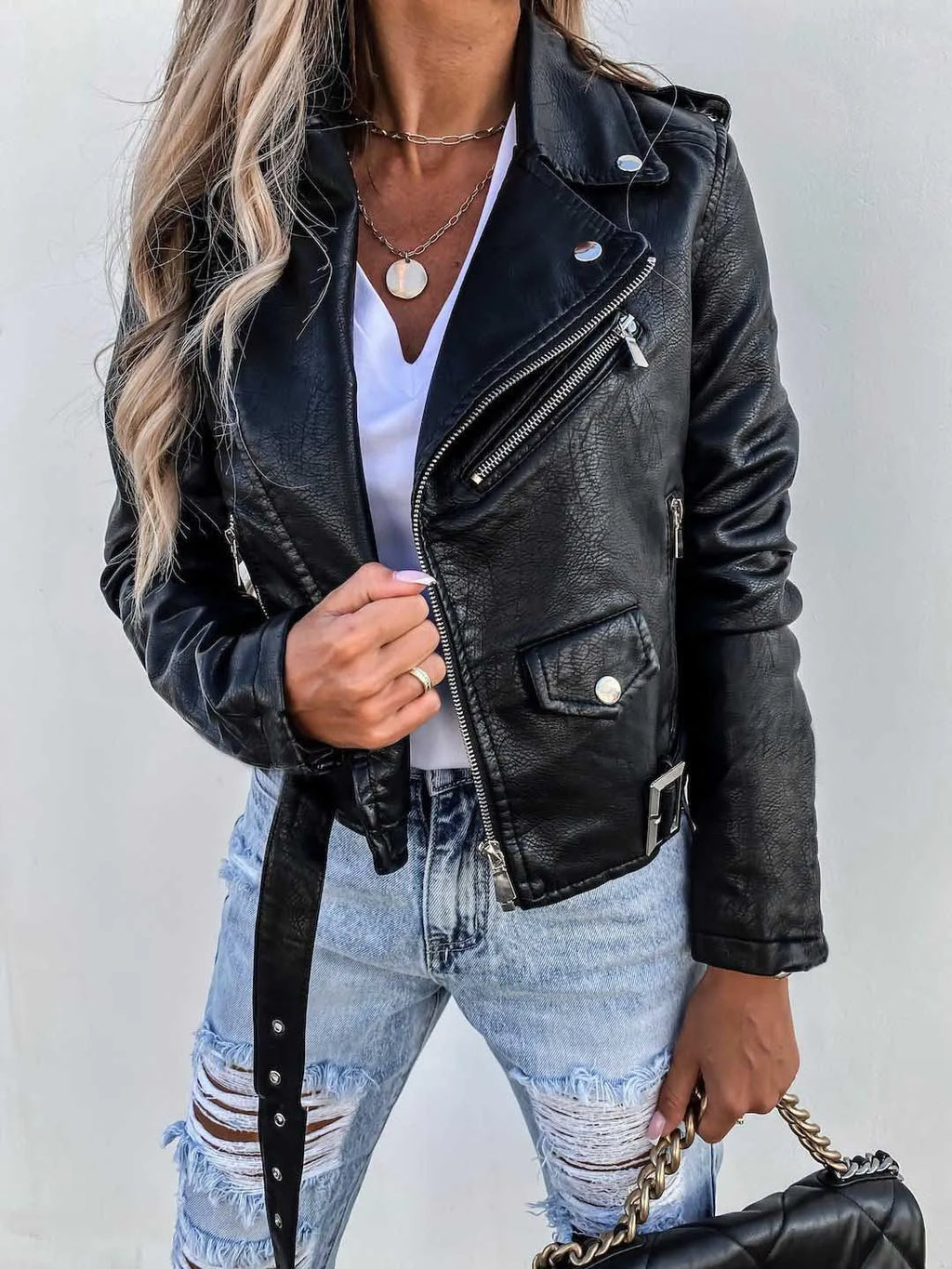 Maxine Women's Classic Faux Leather Jacket – view 3