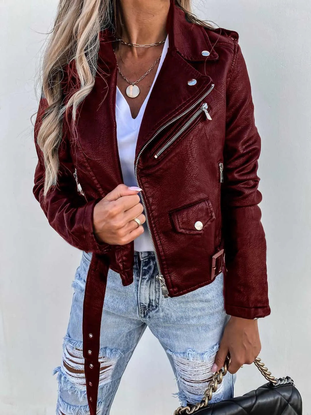 Maxine Women's Classic Faux Leather Jacket – view 4