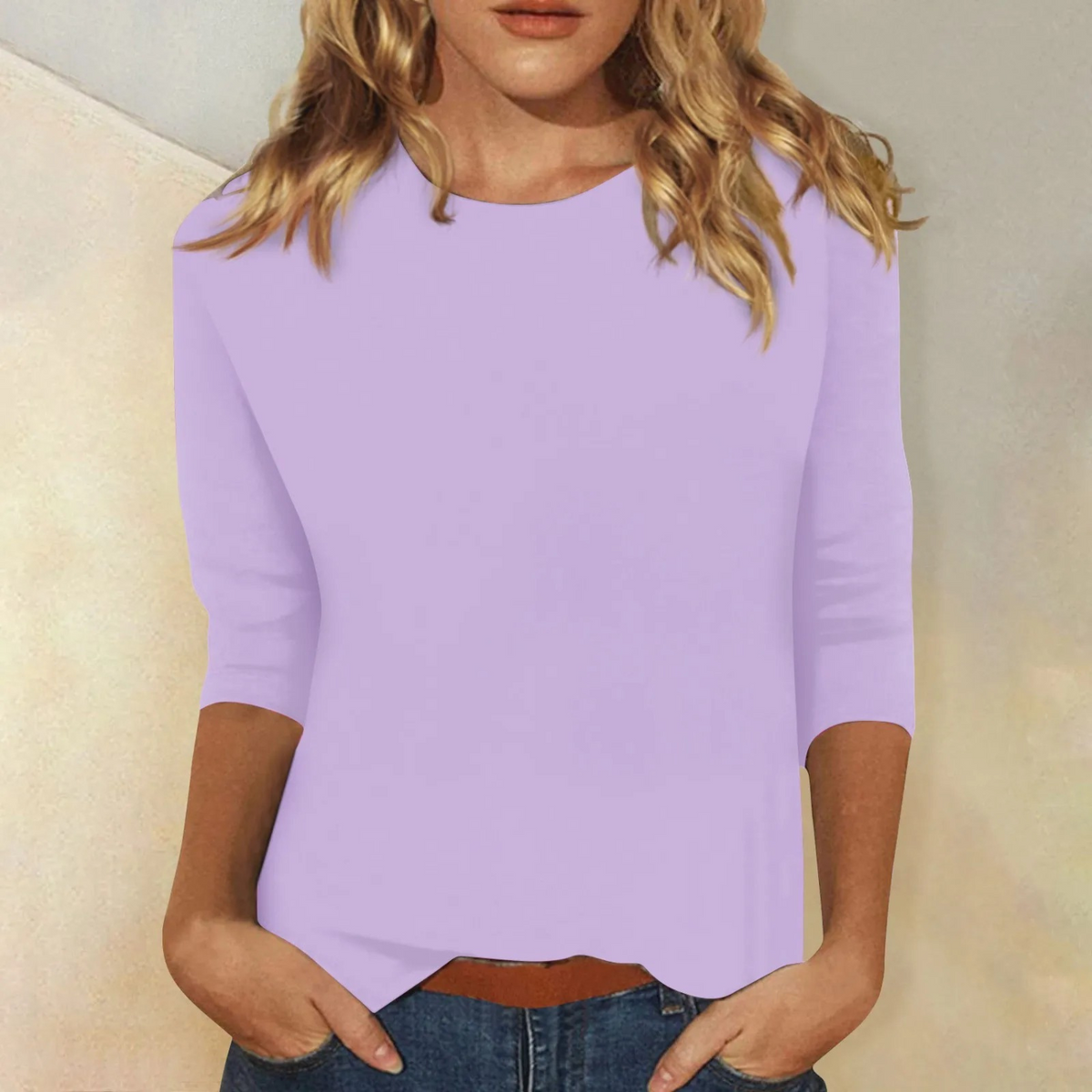 Meredith – Tousled Relaxed Round Neck Long Sleeve Top for Women – view 3