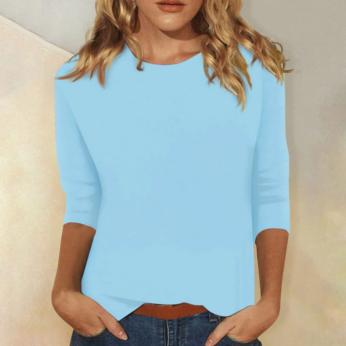 Meredith – Tousled Relaxed Round Neck Long Sleeve Top for Women – view 4