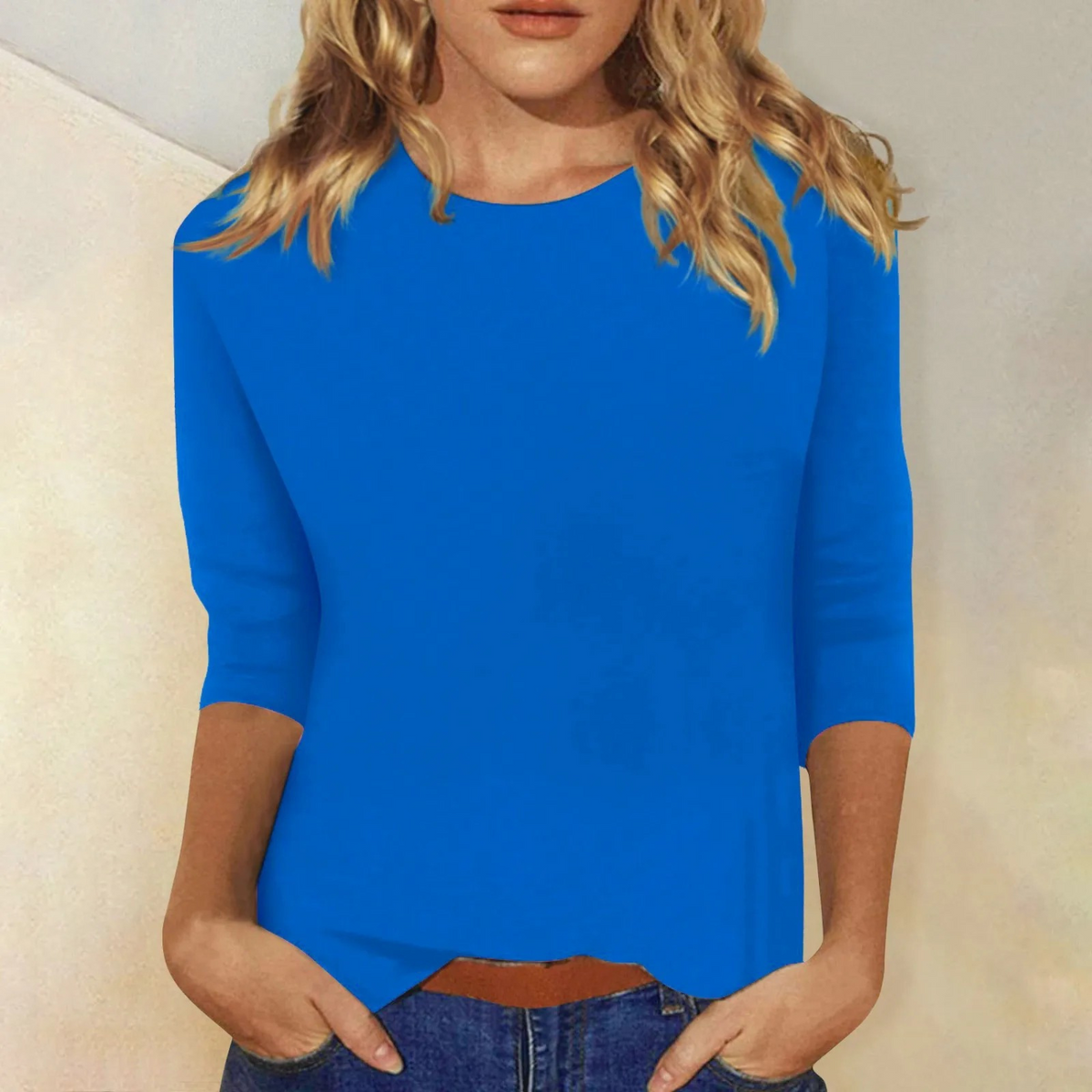 Meredith – Tousled Relaxed Round Neck Long Sleeve Top for Women – view 5