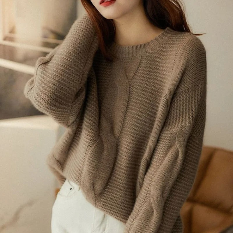 Murcia – Soft Cable Knit Sweater with Ribbed Trims for Women – view 4