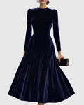 Women's Velvet Midi Dress with Full Skirt