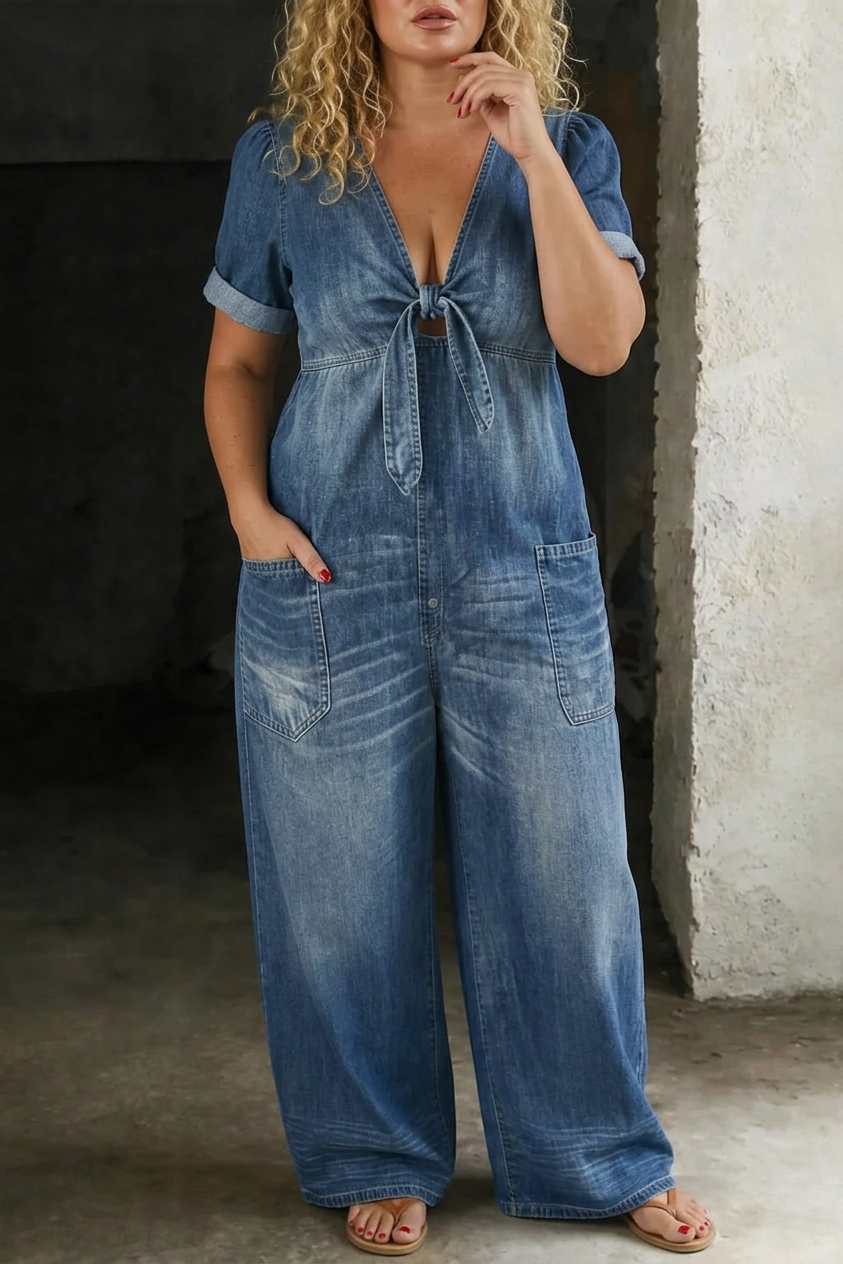 Nerissa – V Neck Short Sleeve Jumpsuit
