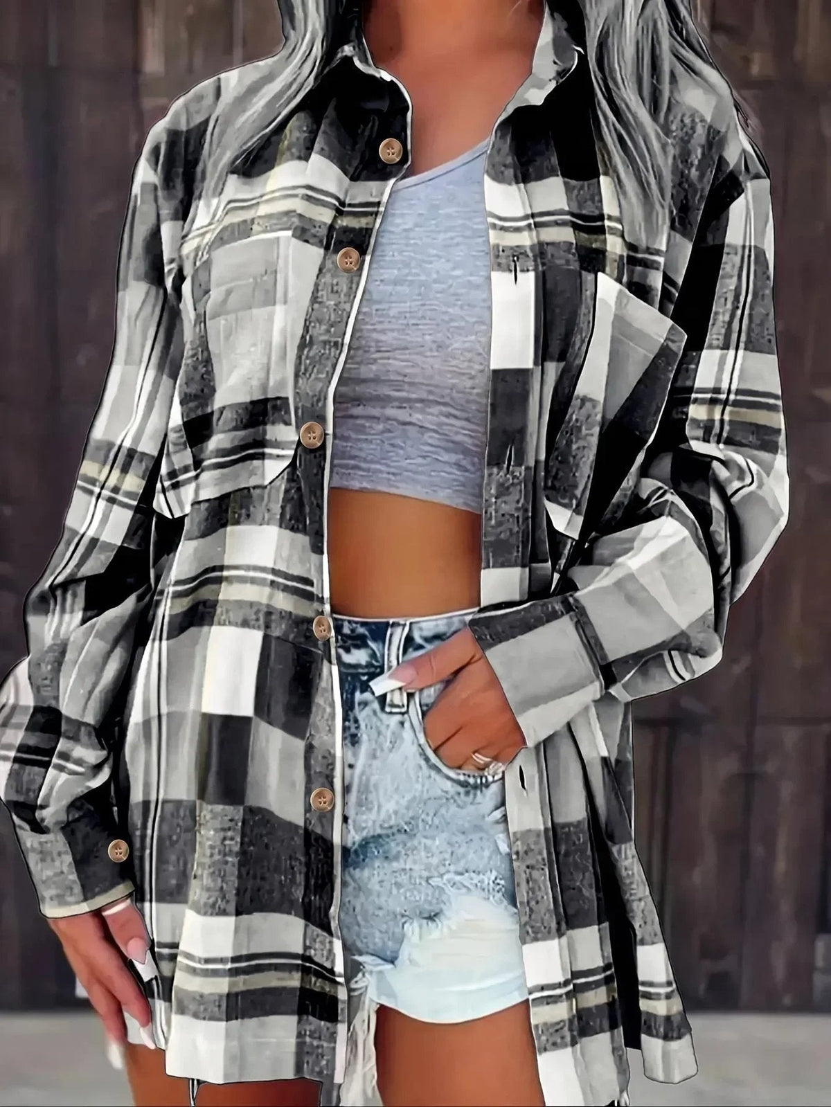 Opal – Steadfast Oversized Plaid Flannel Shirt for Women – view 11