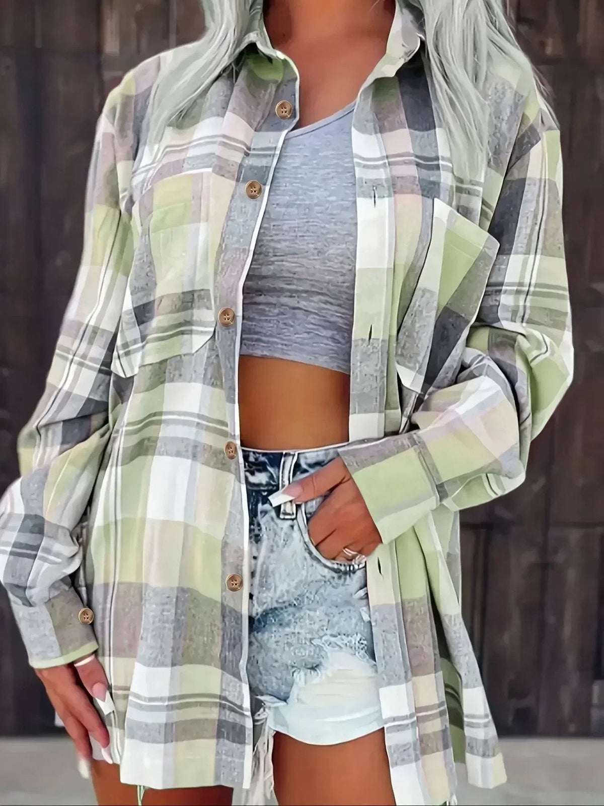 Opal – Steadfast Oversized Plaid Flannel Shirt for Women – view 12