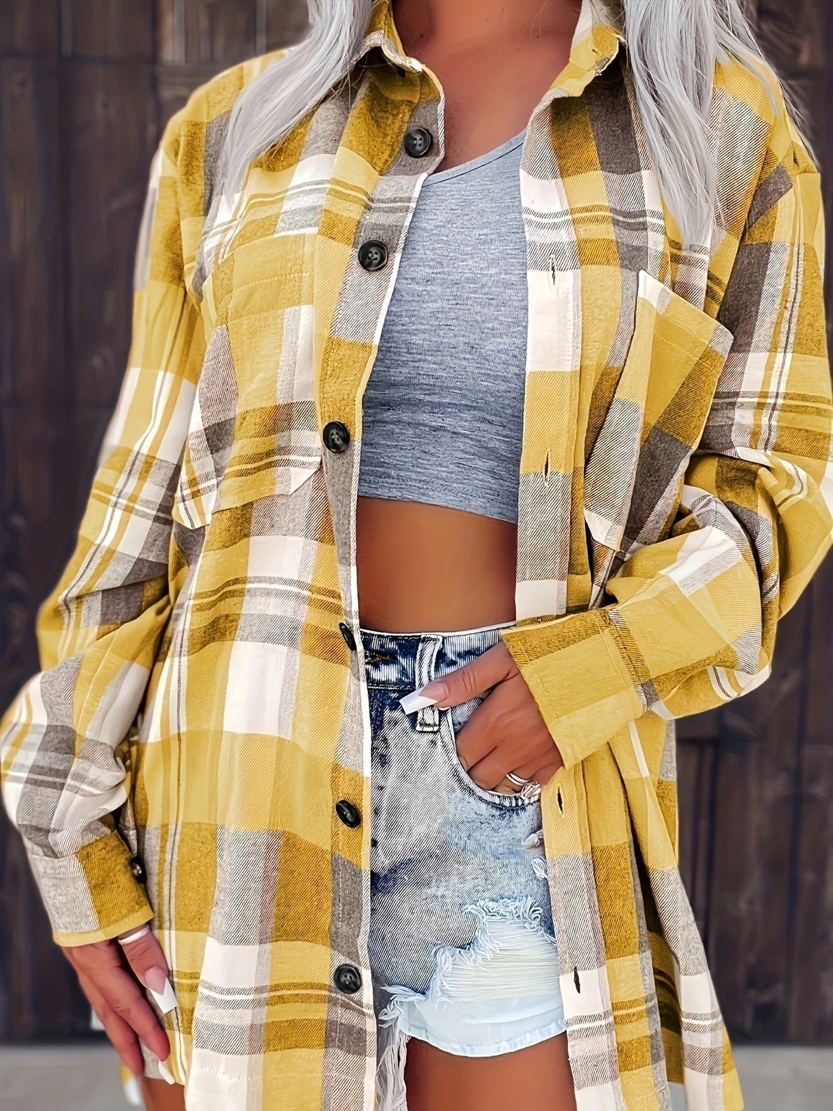 Opal – Steadfast Oversized Plaid Flannel Shirt for Women – view 7