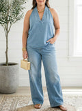 Junia | Vintage Washed Soft Denim-Look Two-Piece Set
