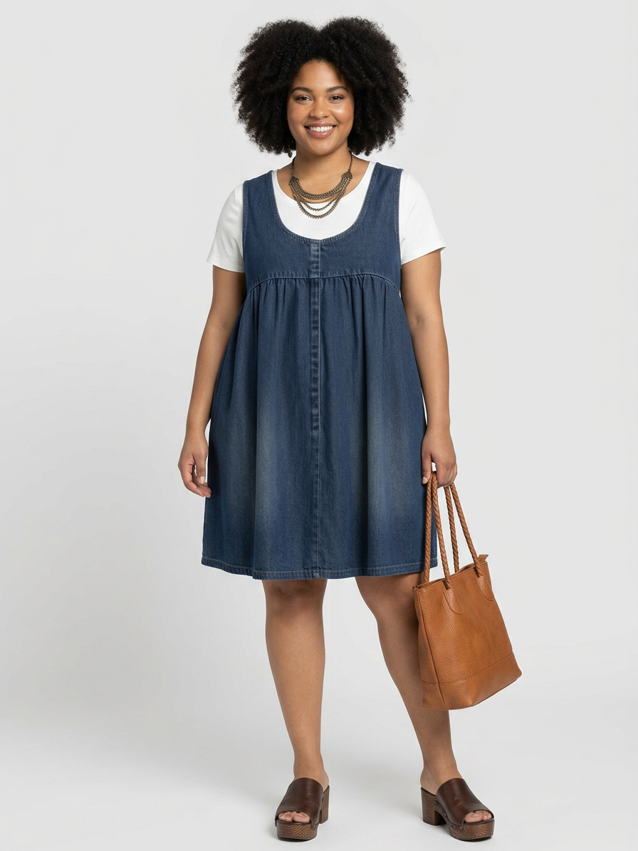 Sasha | Vintage Washed Soft Cotton Feel Denim Maxi Dress