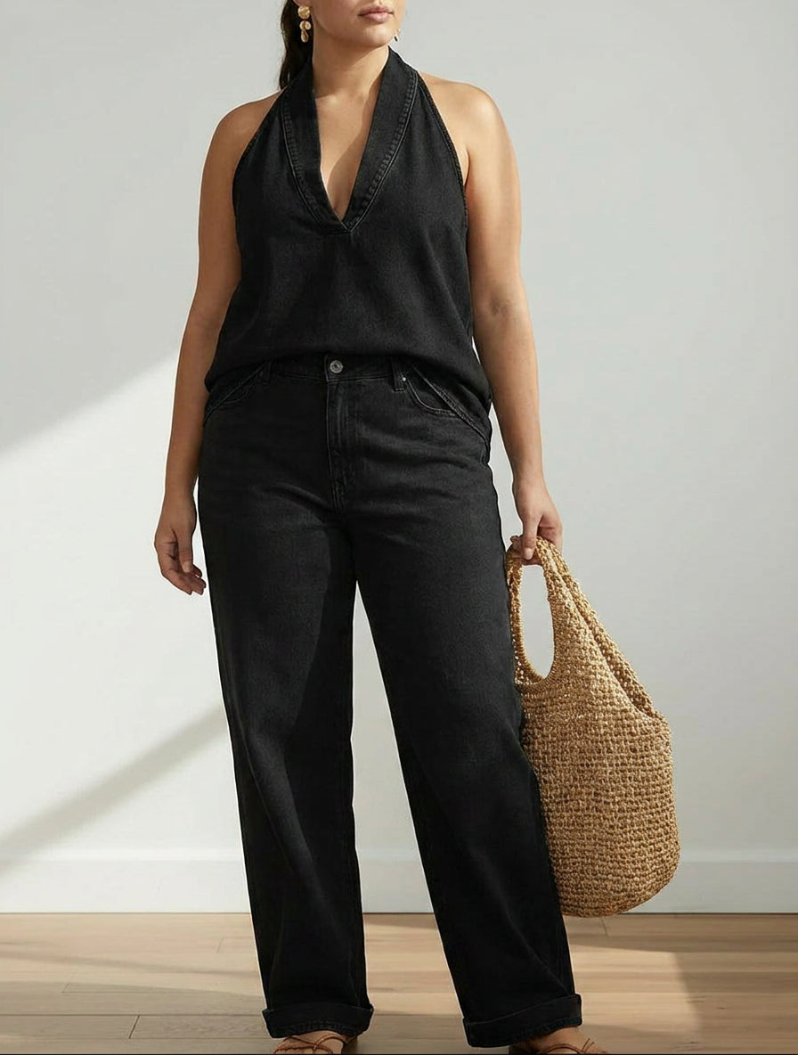 Junia | Vintage Washed Soft Denim-Look Two-Piece Set