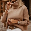 Priscilla – Funnel Neck Knit Sweater with Button Cuff Detail for Women – view 11