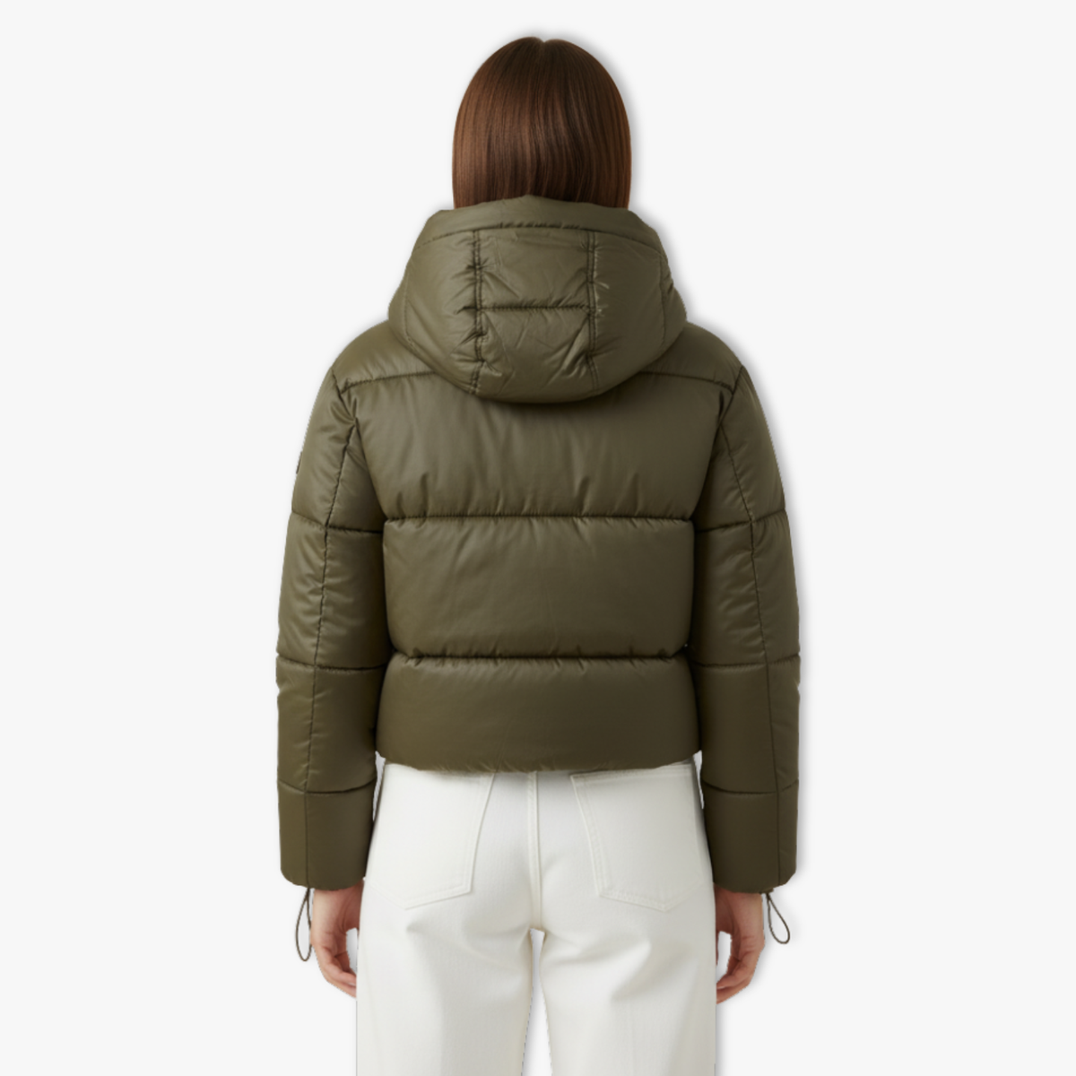 Quinley - Women's Cropped Hooded Puffer Jacket with Stand Collar – view 4