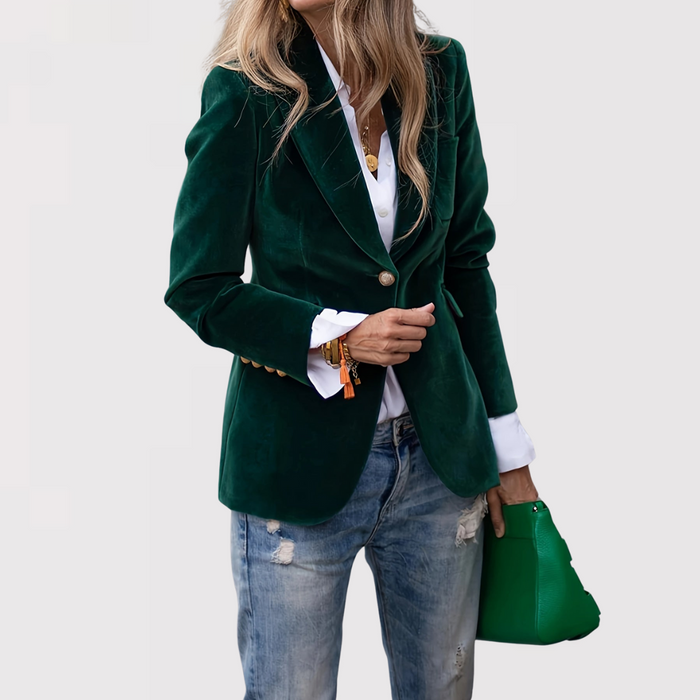 Quirita – Tailored Velvet Jacket with Structured Shoulder for Women – view 2