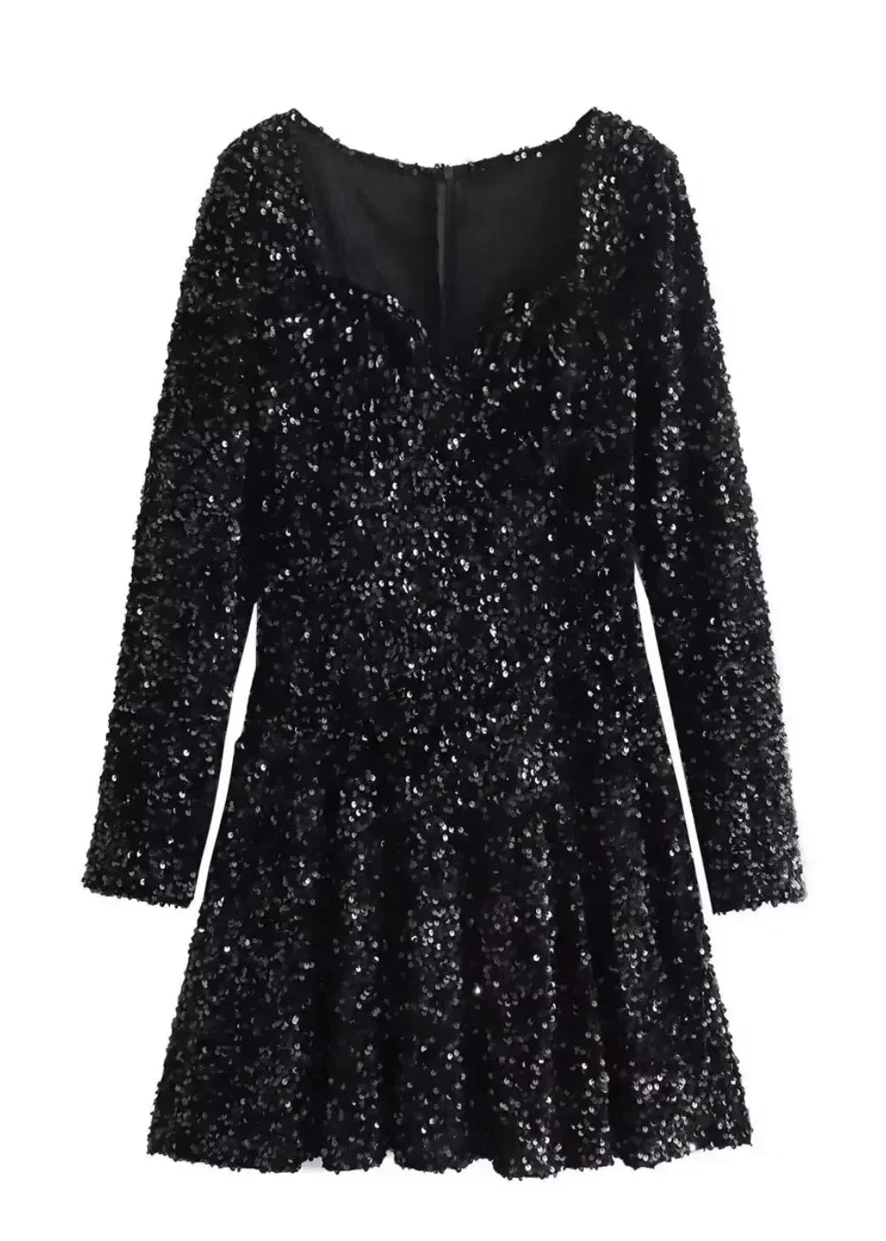 Women's Glitter Mini Dress with Sweetheart Neckline
