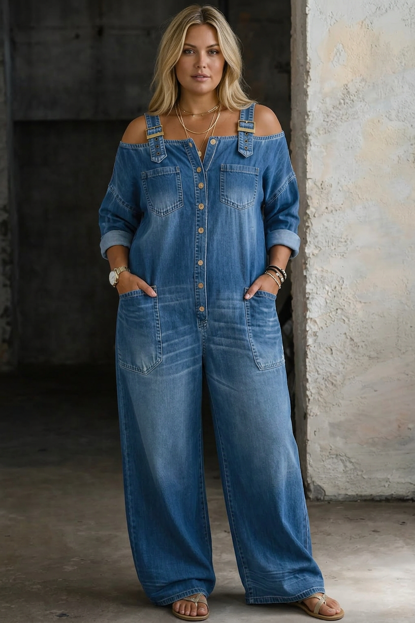 Rosalind – Off Shoulder Denim Jumpsuit