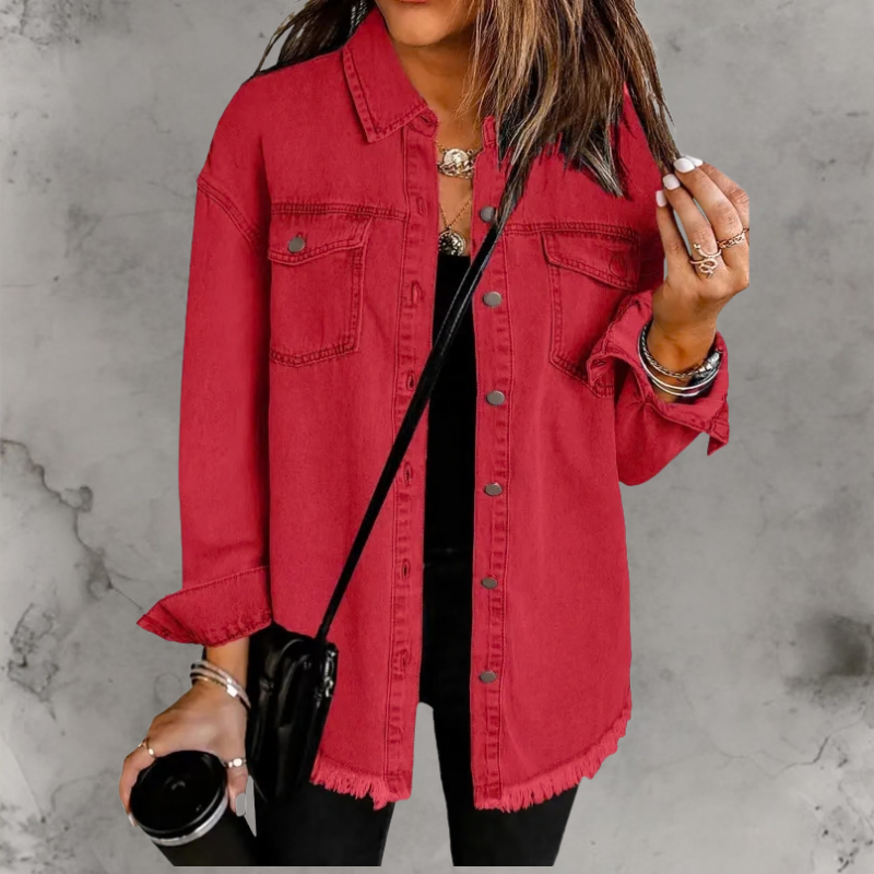 Rosemary – Frayed Oversized Denim Overshirt for Women – view 10