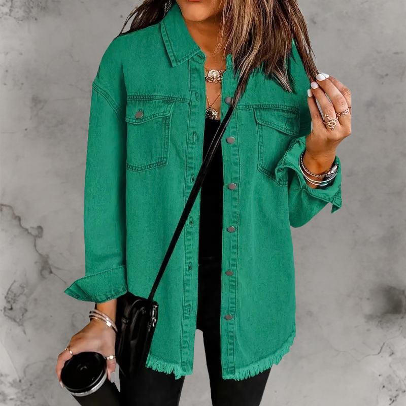 Rosemary – Frayed Oversized Denim Overshirt for Women – view 11