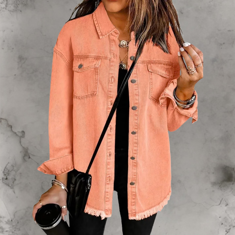 Rosemary – Frayed Oversized Denim Overshirt for Women – view 12