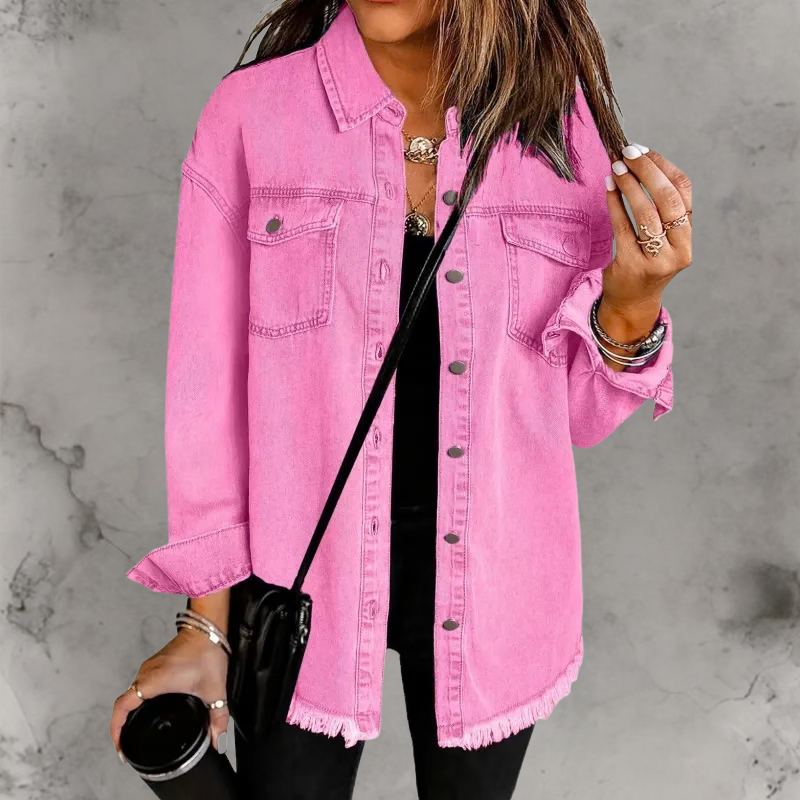 Rosemary – Frayed Oversized Denim Overshirt for Women – view 2