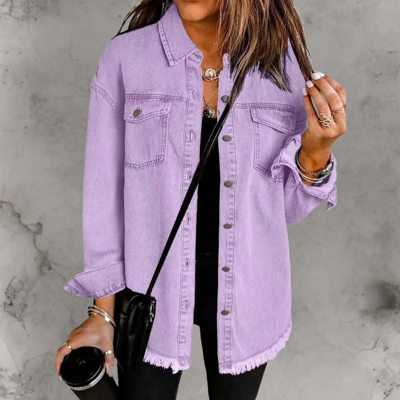 Rosemary – Frayed Oversized Denim Overshirt for Women – view 3