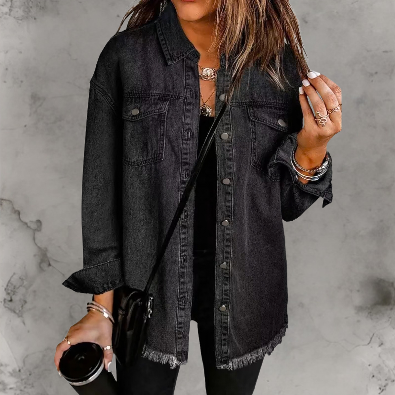 Rosemary – Frayed Oversized Denim Overshirt for Women – view 4