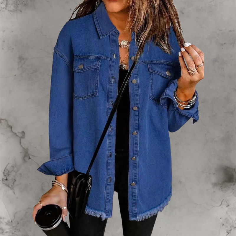 Rosemary – Frayed Oversized Denim Overshirt for Women – view 5