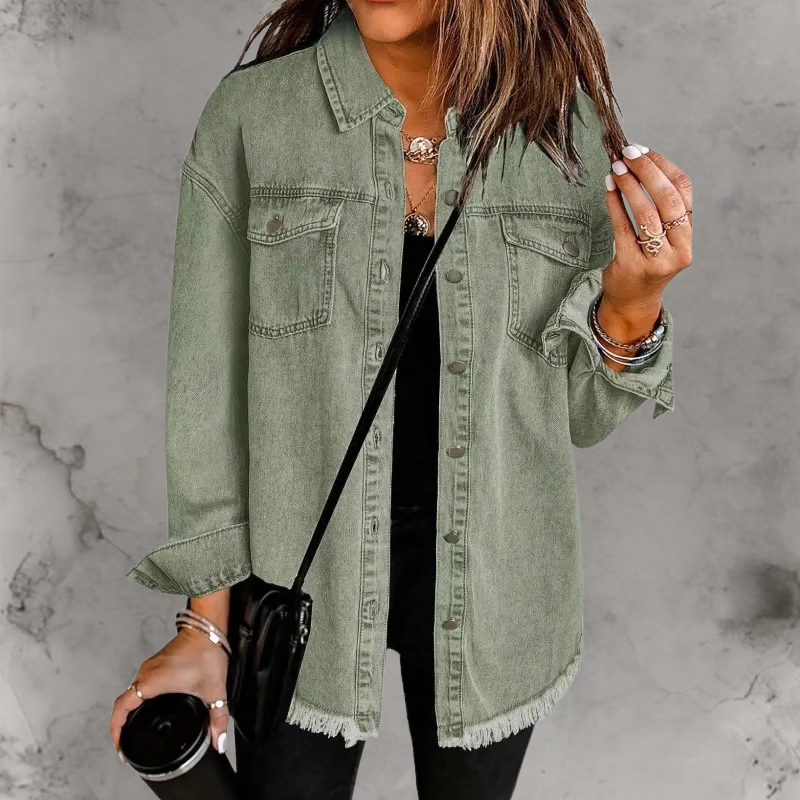 Rosemary – Frayed Oversized Denim Overshirt for Women – view 6