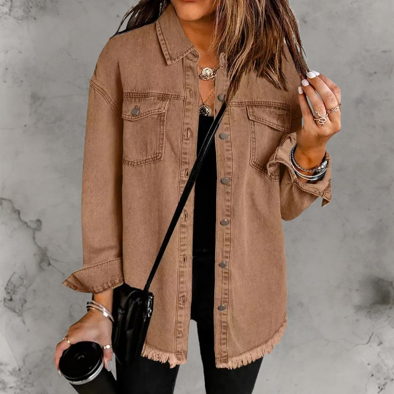 Rosemary – Frayed Oversized Denim Overshirt for Women – view 8