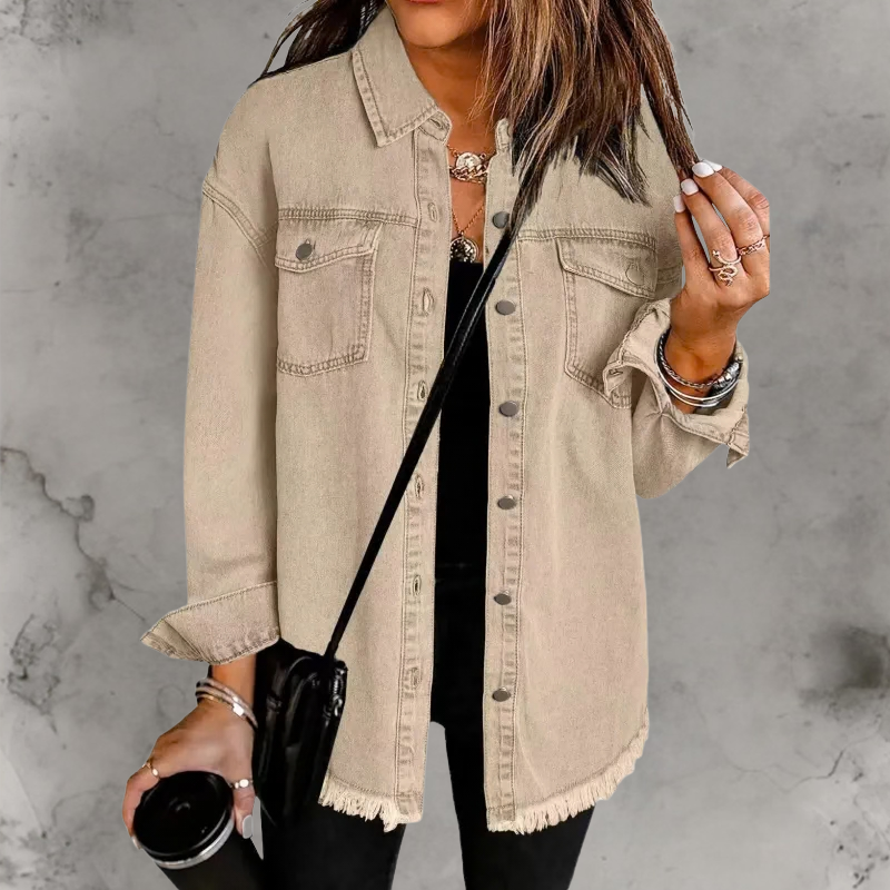 Rosemary – Frayed Oversized Denim Overshirt for Women – view 9