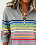 Adelphine | Kindled Striped Half Zip Knit Sweater for Women