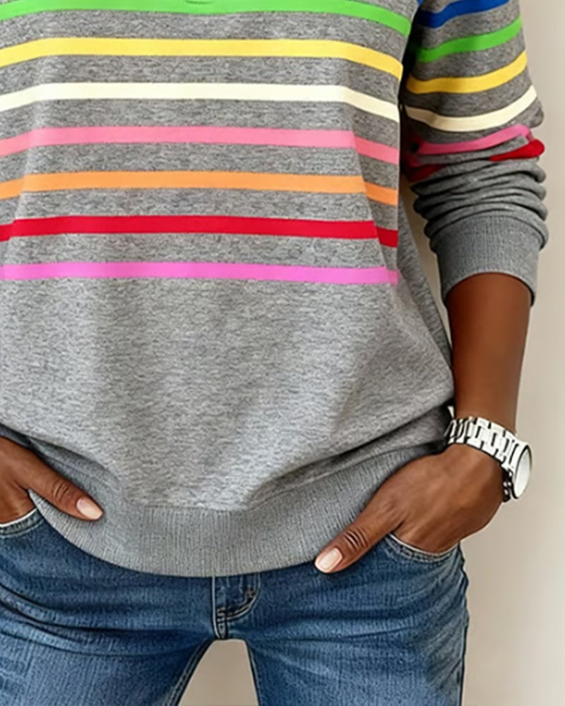 Adelphine | Kindled Striped Half Zip Knit Sweater for Women