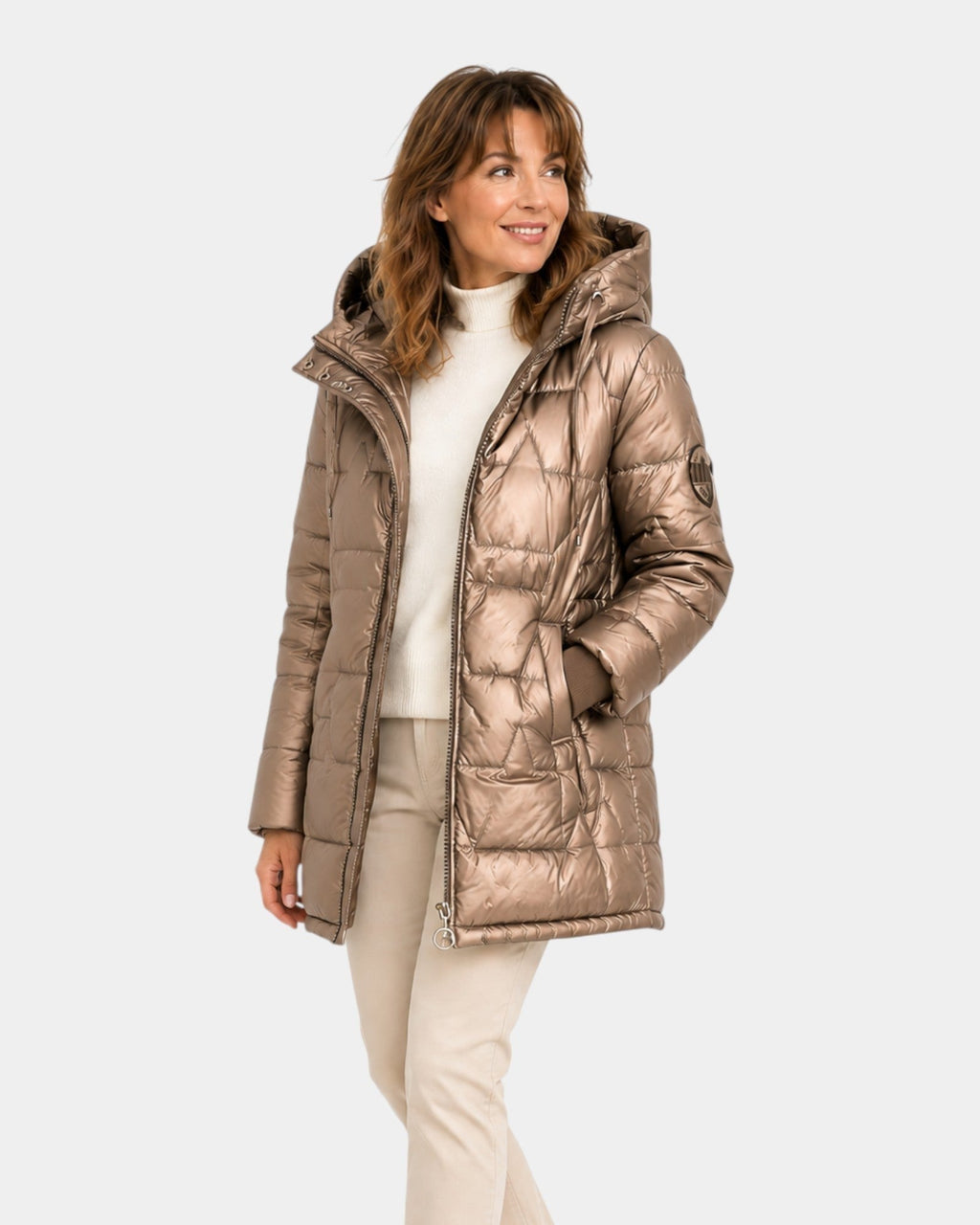 Germaine | Glossy Hooded Puffer Jacket for Women