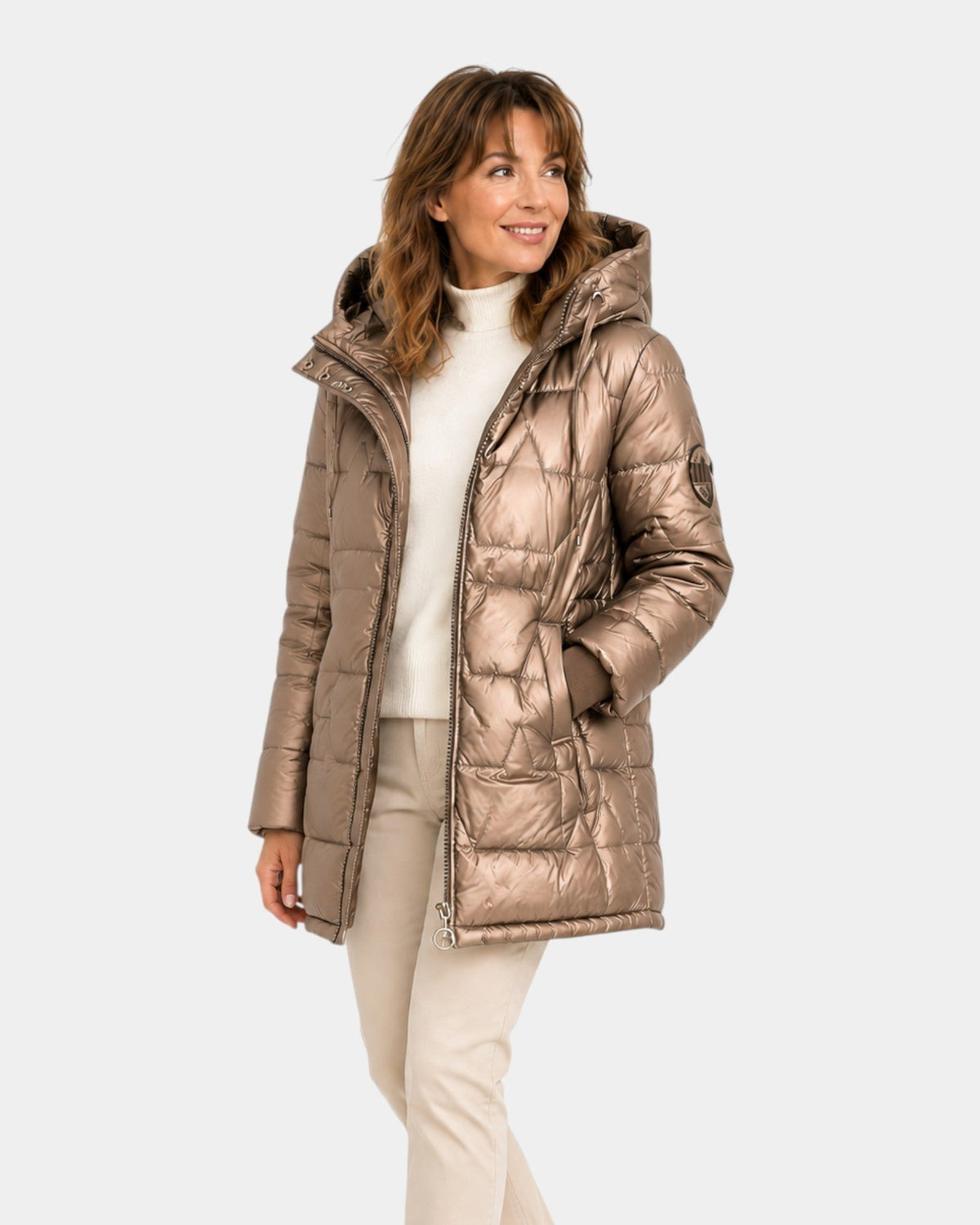 Germaine | Glossy Hooded Puffer Jacket for Women