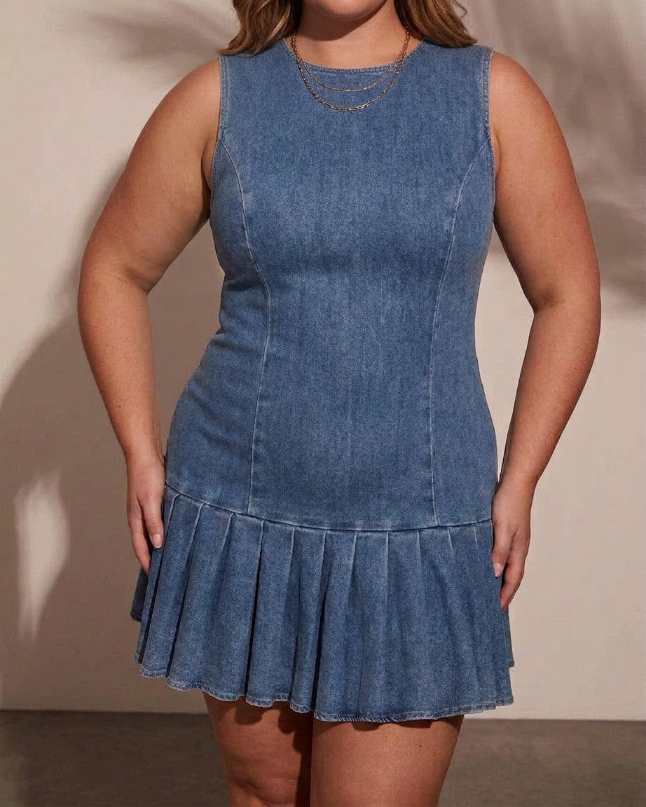Saffron Pleated Denim Dress – view 4