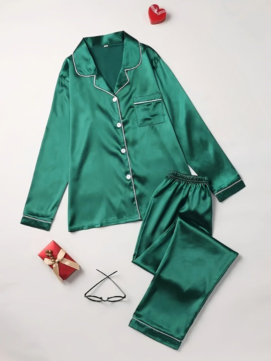 Satin Two-Piece Sleepwear Set - Casual Comfort – view 3